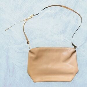 Aldo tan shoulder bag purse crossbody gold tone zipper buckles